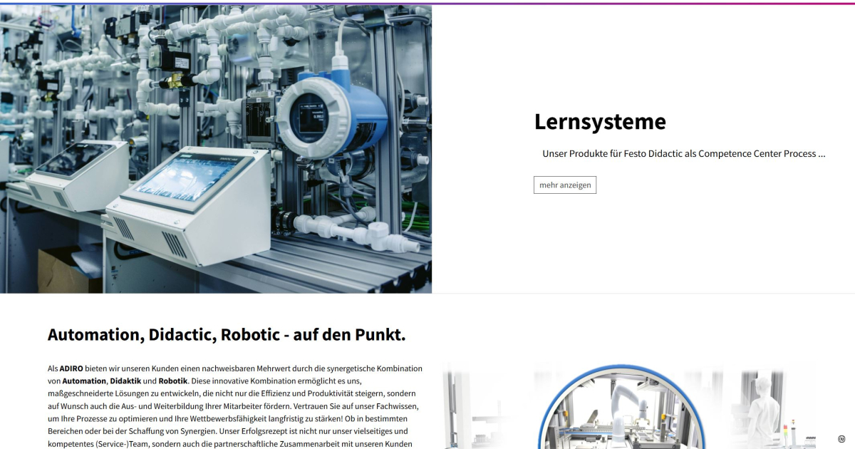 ADIRO Automatisierungstechnik GmbH - Redesign - Adiro Homepage
